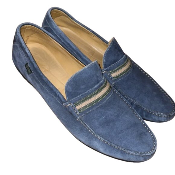 Paraboot Bassens Moccasin Penny Loafer Blue/Green Suede Men’s Sz 12 M - Picture 1 of 5